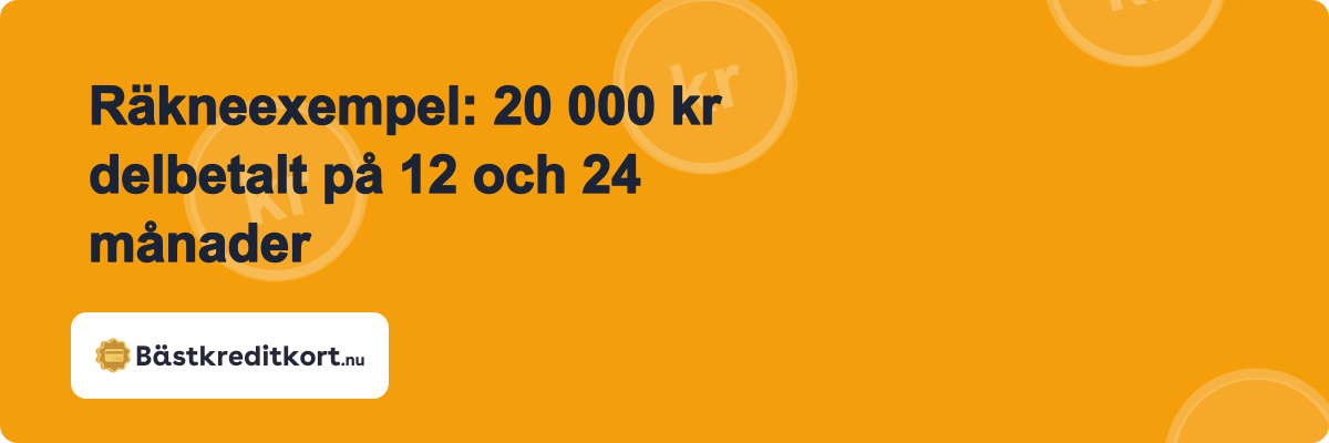 Räkneexempel: 20 000 kr delbetalt på 12 och 24 månader