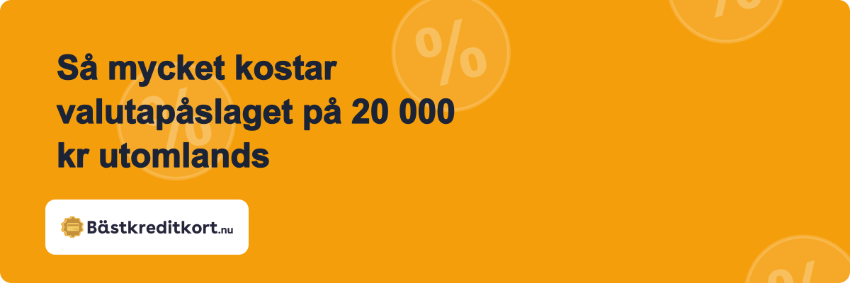 Så mycket kostar valutapåslaget på 20 000 kr utomlands